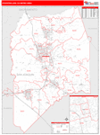 Stockton-Lodi Metro Area Wall Map Red Line Style